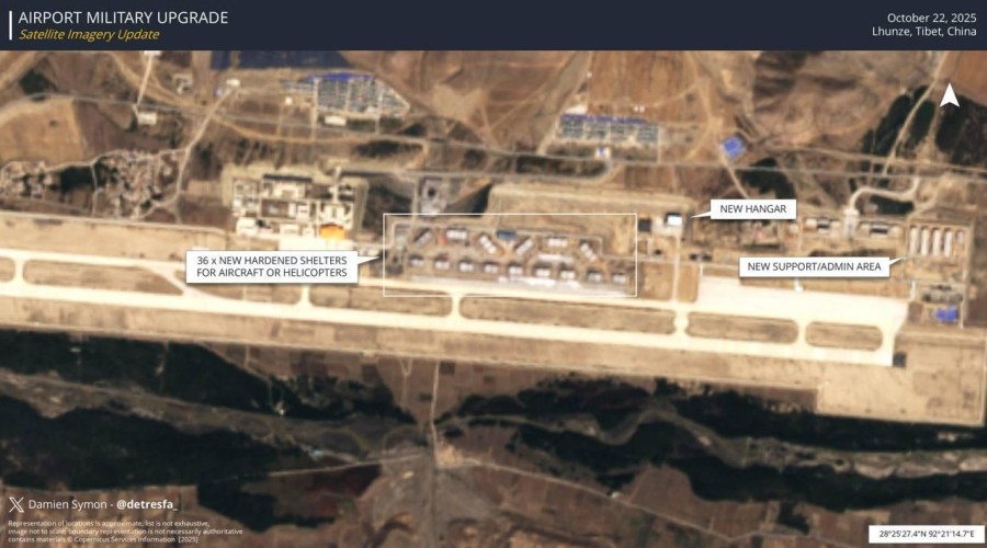 Китай построил 36 укреплений на авиабазе у границы с Индией