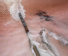 Бурлинское озеро в Алтайском крае: розовое чудо с железной дорогой