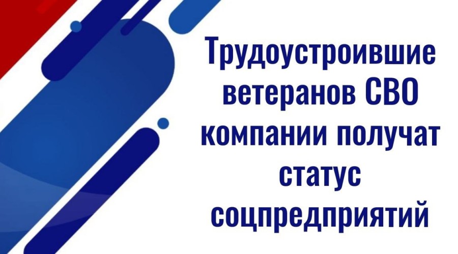 Ветераны СВО помогут малому бизнесу получить статус соцпредприятия с налоговыми льготами