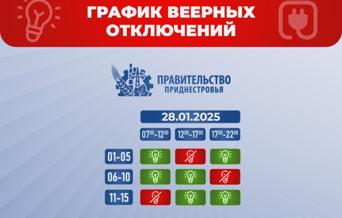В Приднестровье 28 января запланированы веерные отключения электроэнергии