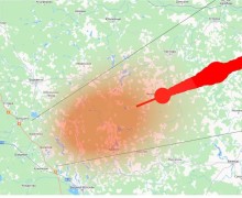 Учёные показали карту падения метеорита, взорвавшегося над Россией