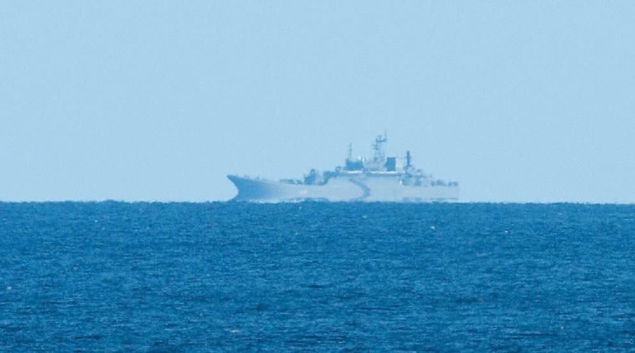 У входа в Любекскую бухту заметили российский десантный корабль «Александр Шабалин»